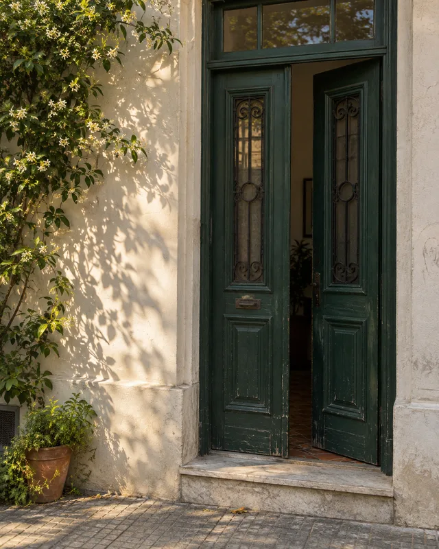 Detalle ilustrativo de la entrada de una vivienda.